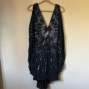 BCBGMAXAZRIA Beaded Sequin Dress Silk